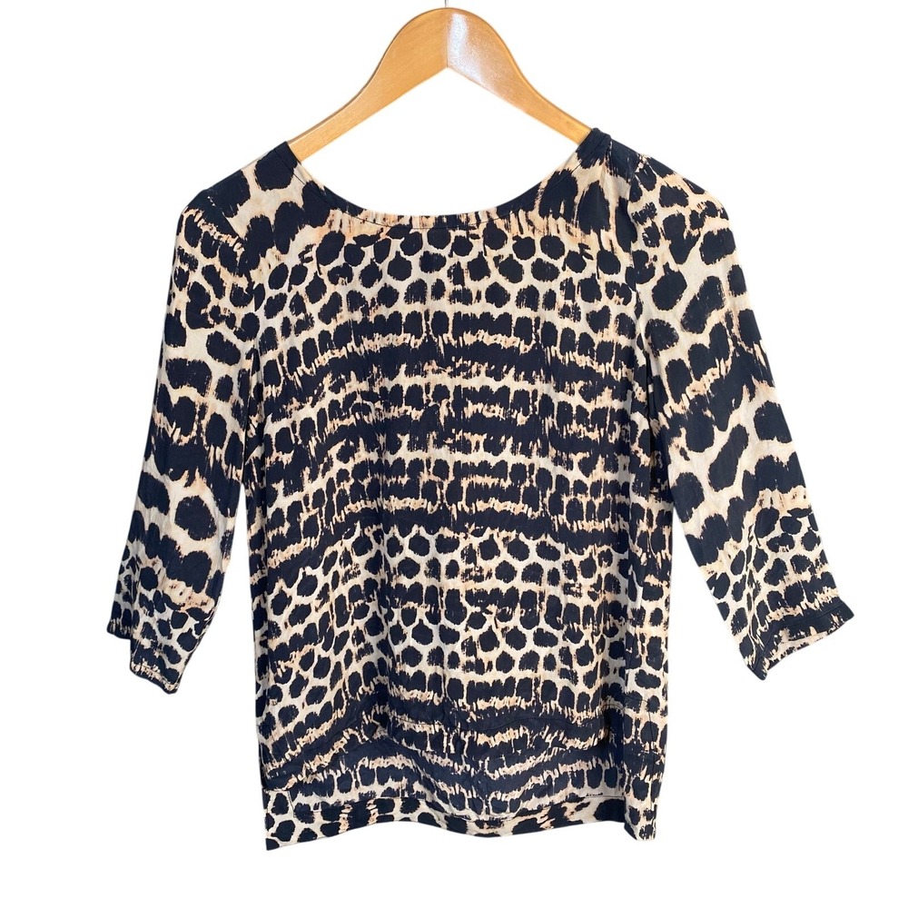 Maeve‎ Silk Leopard Print Blouse Women XS Anthropologie Mob Wife Chic Luxury
